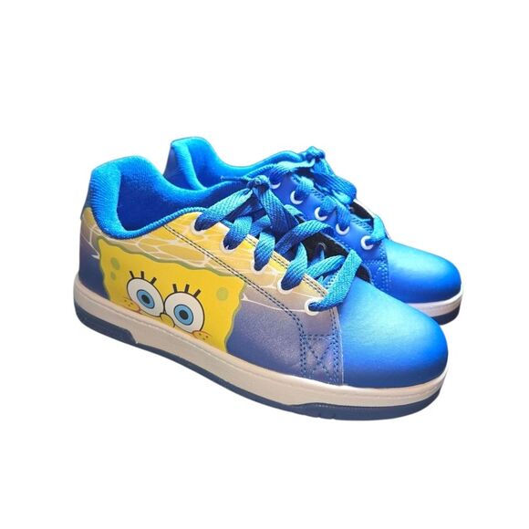 Heelys Split Spongebob Squarepants Blue & Yellow Roller Heeled Sneakers Size Y5 - Picture 1 of 12